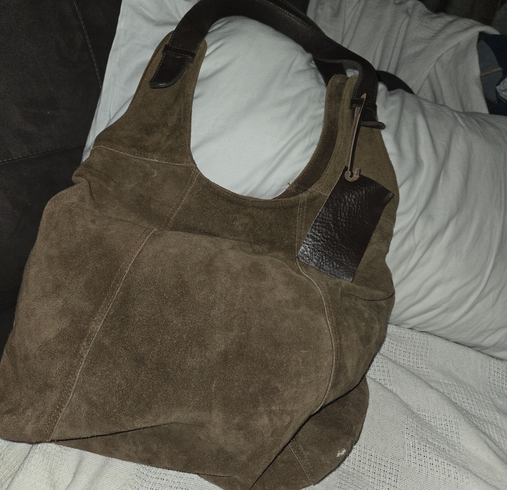 Brown 100% Suede Shoulder Hobo Bag